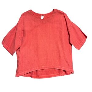 Vintage ELEMENTE CLEMENTE Red Linen Sleeveless‎ Lagenlook Top Size XL XXL Boxy